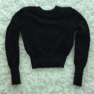 ZARA Crop Fuzzy Crew Neck Sweater